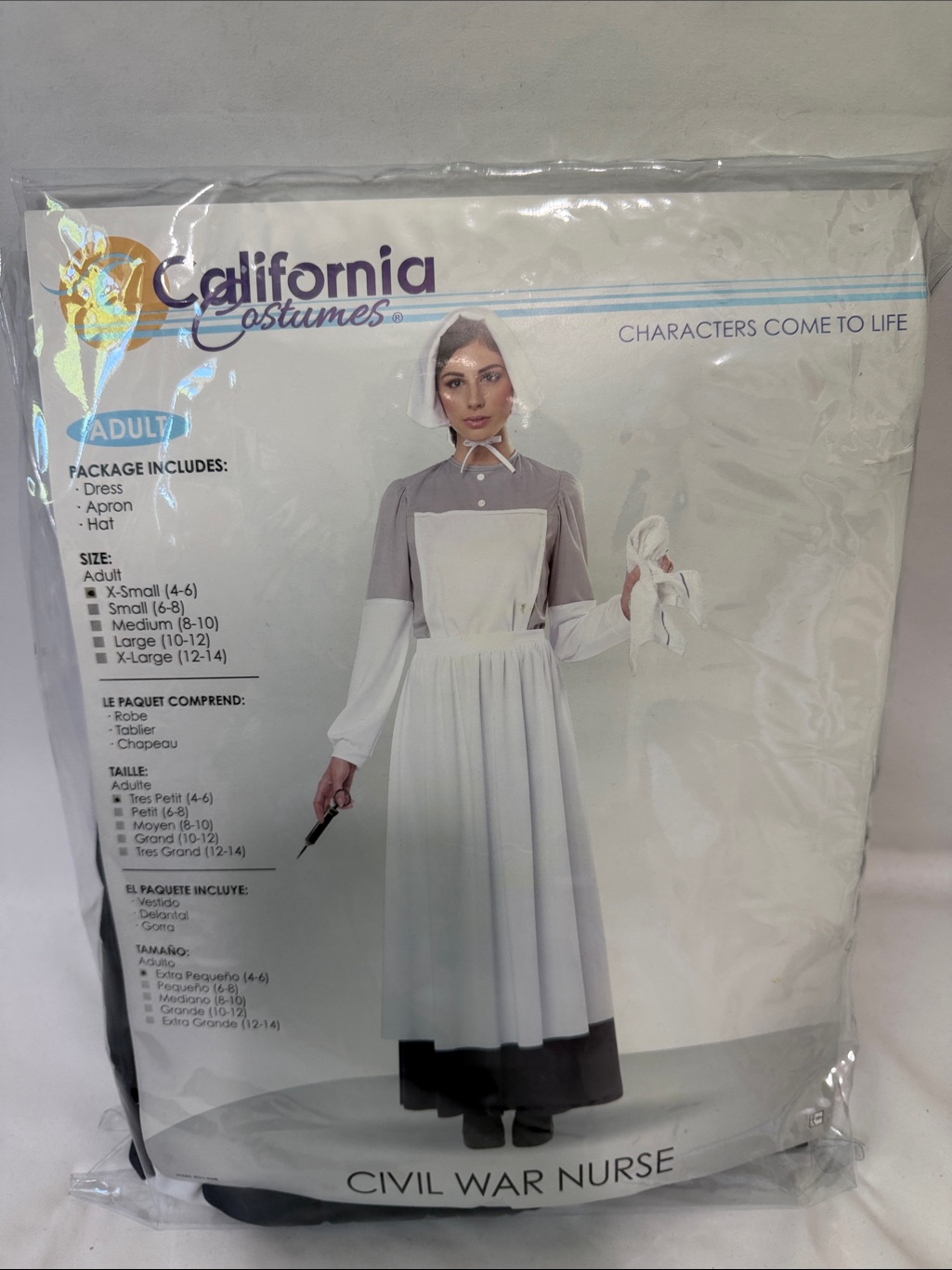 California Costumes Civil War Nurse Outfit  White Gray  Black